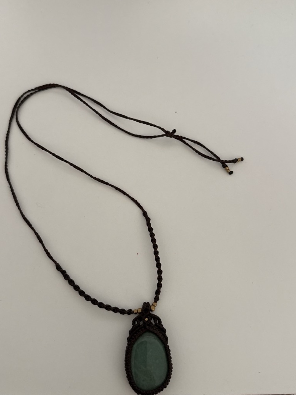 Handcrafted Green Stone Macramé Pendant Necklace